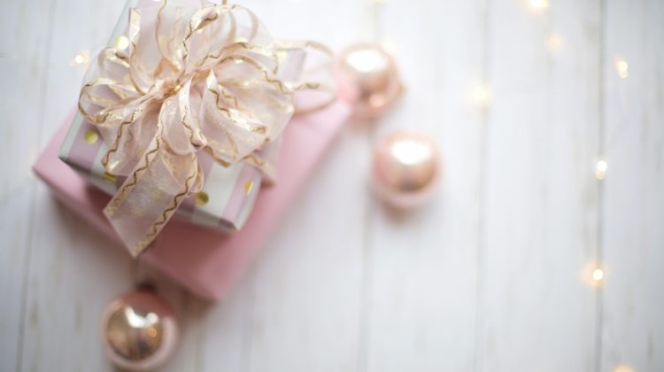 Pink gift with gold bows